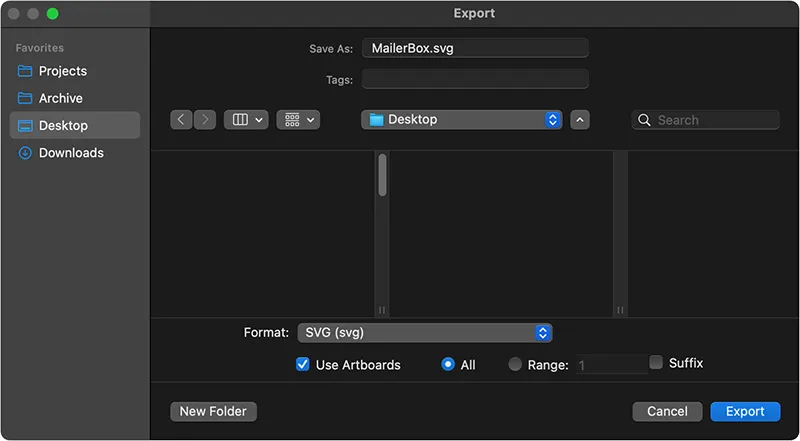 Export dieline as SVG
